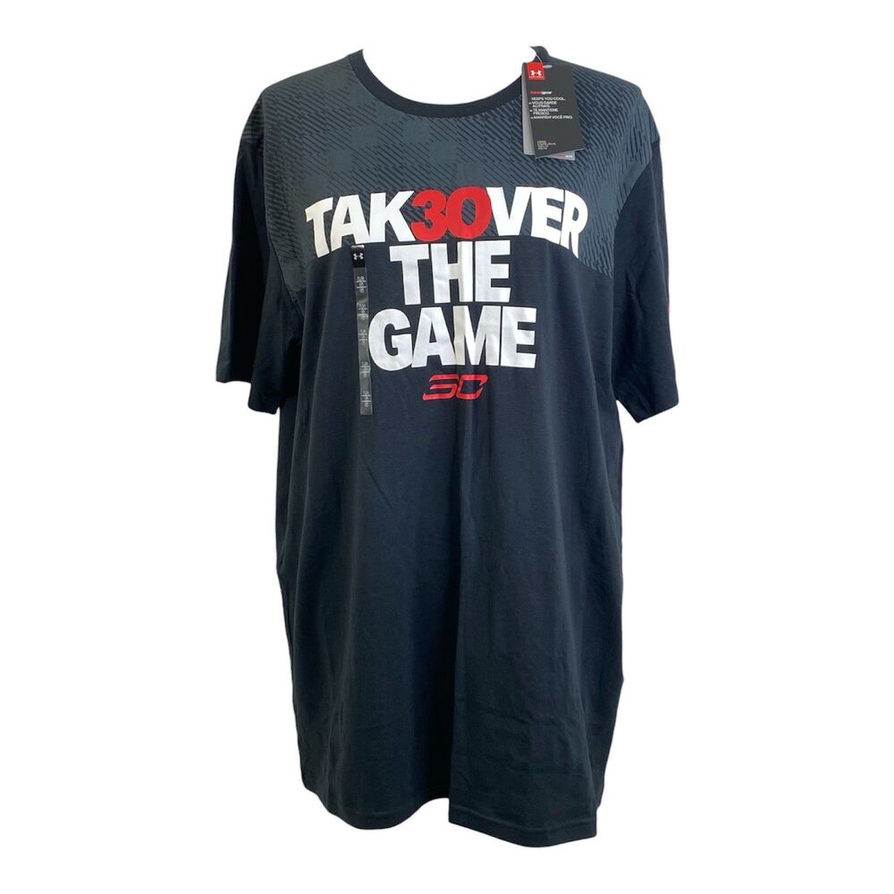Under Armour HeatGear SC30 Stephen Curry Shirt Mens Large Black Takeover Top